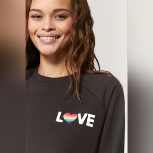 Spiritual Gangster Vintage Black Love Izzy Crop Sweatshirt, Size Small